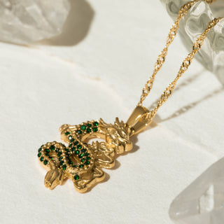 Dragon Fire Green Crystal Necklace