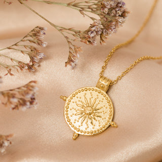 Compass Sun Gold Necklace