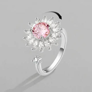 Pink Daisy Crystal Spinner Ring