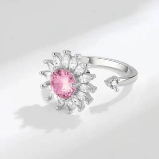 Pink Daisy Crystal Spinner Ring