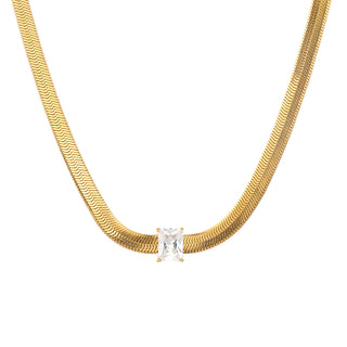 Jasmine Flat Herringbone Crystal Necklace