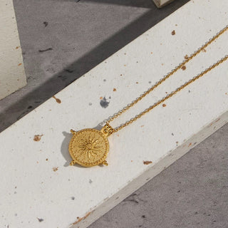 Compass Sun Gold Necklace