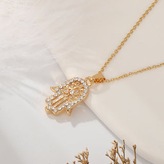 Crystal Gold Hamsa Necklace