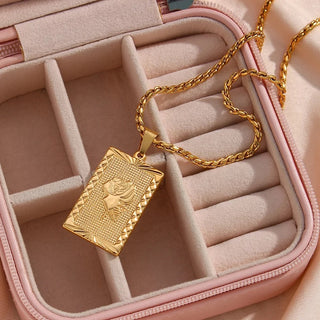 Enchanted Rose Tablet Gold Necklace