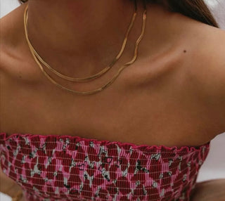 Herringbone Eleganza Gold Necklace