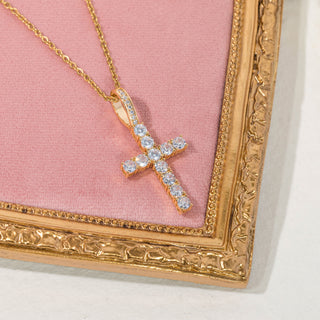 Glitz Cross Luxury Gold Crystal Necklace