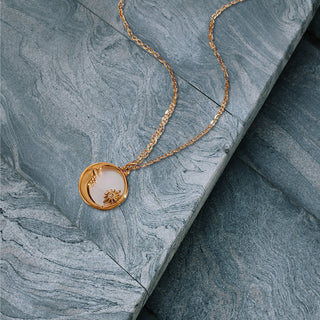 Luna Shell Cable Chain Moon Necklace