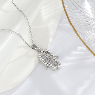 Silver Crystal Hamsa Hand