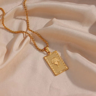 Enchanted Rose Tablet Gold Necklace