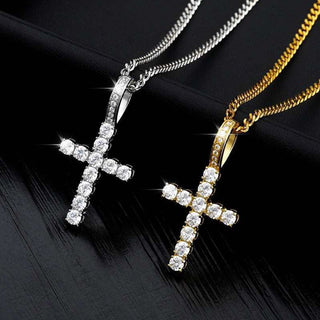 Glitz Cross Luxury Gold Crystal Necklace