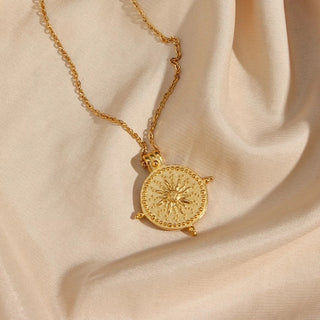 Compass Sun Gold Necklace