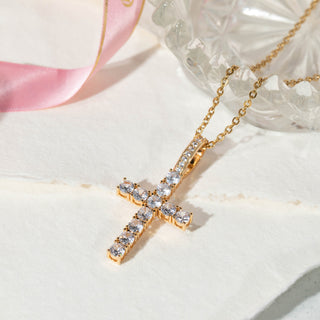 Glitz Cross Luxury Gold Crystal Necklace