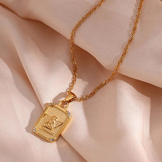 Ariel Angel Tablet Gold Necklace