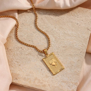 Enchanted Rose Tablet Gold Necklace