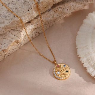 Bella Moon Stars Coin Gold Necklace