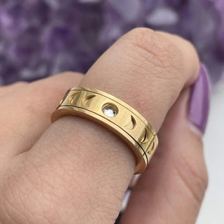 Moon Crystal Anti Anxiety Spinner Ring