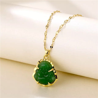 Zen Jade Stone Green Buddha Necklace