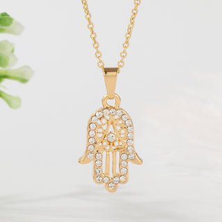 Crystal Gold Hamsa Necklace