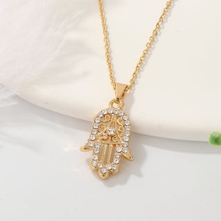 Crystal Gold Hamsa Necklace