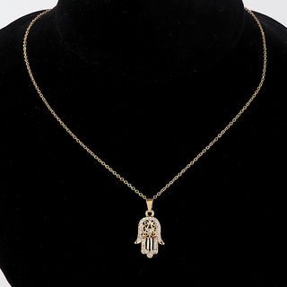 Crystal Gold Hamsa Necklace