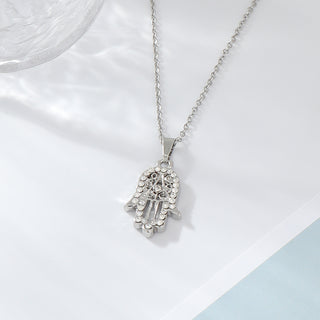 Silver Crystal Hamsa Hand