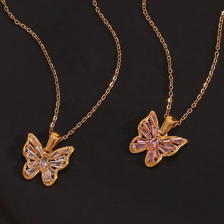 Chrysalis Pink Butterfly Necklace